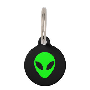 Médaillon Pour Animaux Tête Alien verte