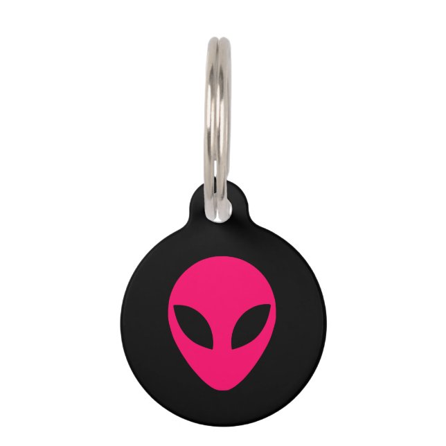 Médaillon Pour Animaux Tête d'Alien rose vif (Devant)