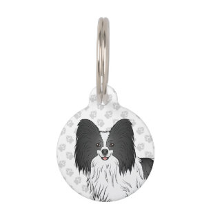 Médaillon Pour Animaux Tête de chien papillon de dessin animé noir et bla