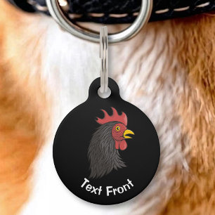 Médaillon Pour Animaux Tête de Coq Noir