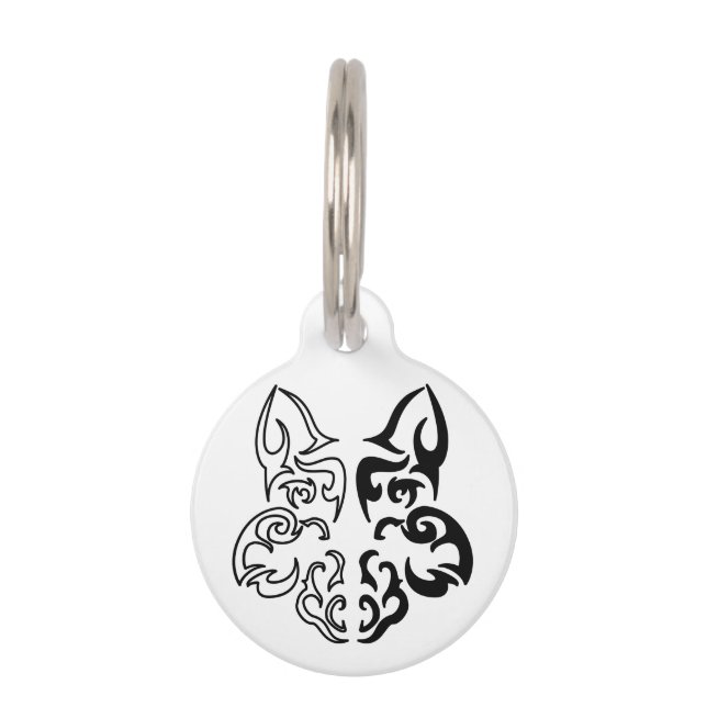 Médaillon Pour Animaux Tête de loup noir et blanc gras (Devant)