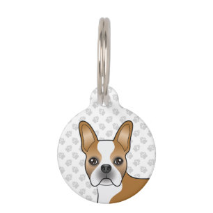 Médaillon Pour Animaux Tête et pattes de chien de dessin animé Boston Ter