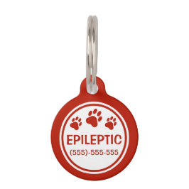 Médaillon Pour Animaux Texte Épileptique Rouge Et Blanc Avec Informations