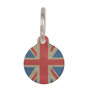 Médaillon Pour Animaux Texture BRITANNIQUE à la mode fraîche de toile d