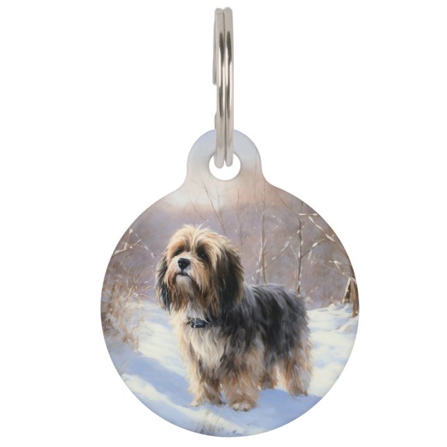 Médaillon Pour Animaux Tibétain Terrier Qu'il neige Noël (Devant)