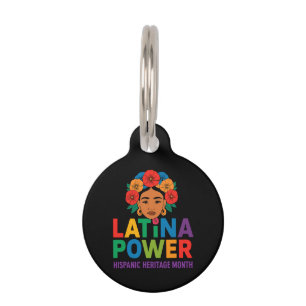 Médaillon Pour Animaux Titre : Femmes Latina Power Flowers Mois hispaniqu