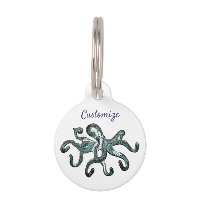 Médaillon Pour Animaux Tonnerre octopus bleu (Devant)