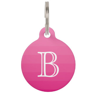 Médaillon Pour Animaux Tons rose foncé Monogramme initial