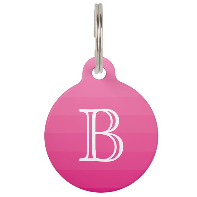 Médaillon Pour Animaux Tons rose foncé Monogramme initial (Devant)