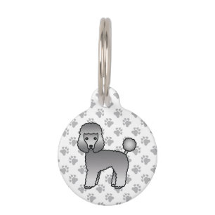 Médaillon Pour Animaux Toudou en peluche gris de race Caniche Information