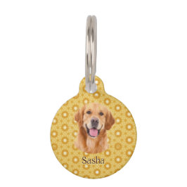 Médaillon Pour Animaux "Toujours élégant Stylish Golden Retriever Floral