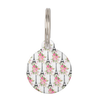 Médaillon Pour Animaux Tour Eiffel floral