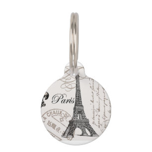 Médaillon Pour Animaux Tour Eiffel français vintage moderne