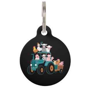 Médaillon Pour Animaux Tracteur de Noël Ferme Drôle de Vacances 