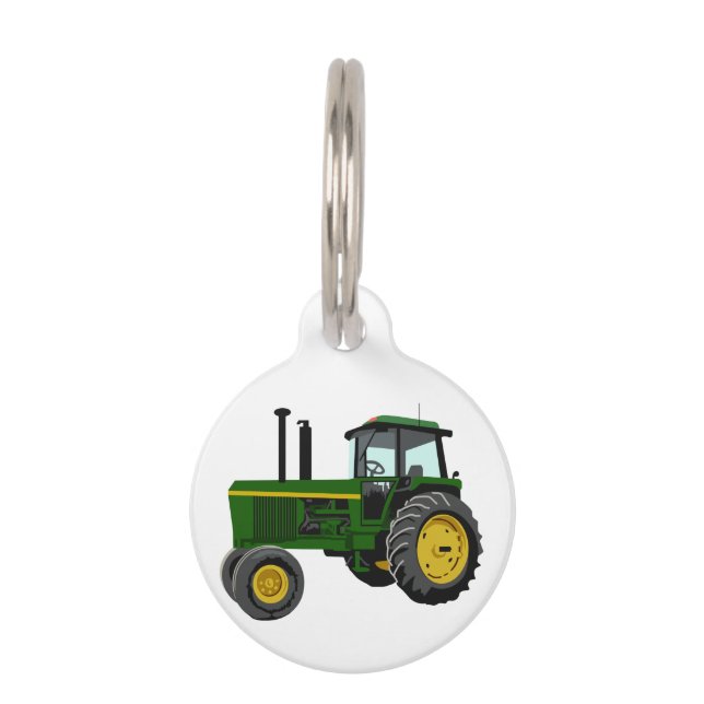 Médaillon Pour Animaux Tracteur vert (Devant)