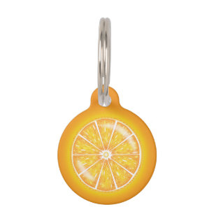 Médaillon Pour Animaux Tranche de fruit d'orange agrume avec les informat