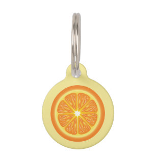 Médaillon Pour Animaux Tranche d'orange avec nom et numéro