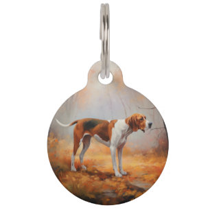 Médaillon Pour Animaux Treeing Walker Coonhound dans les feuilles d'autom