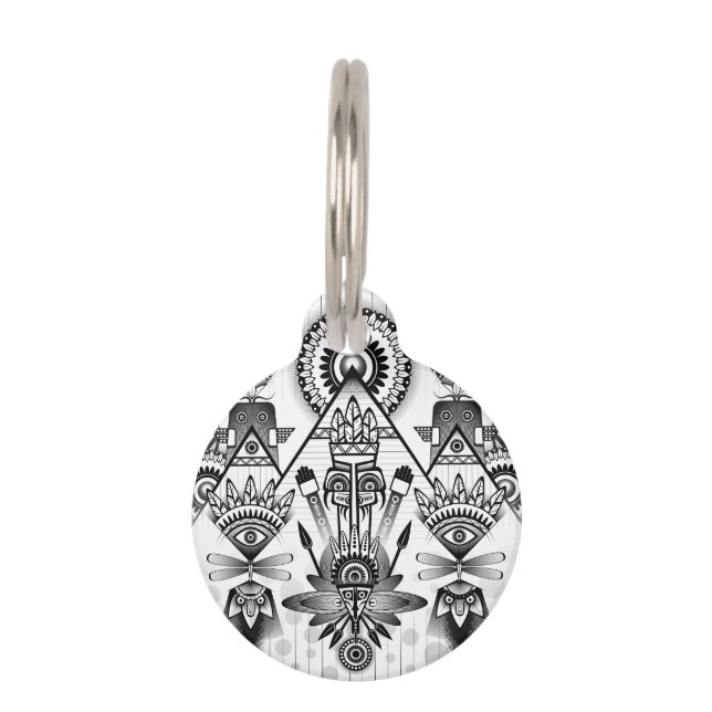 Médaillon Pour Animaux Tribal autochtone Abstrait (Devant)