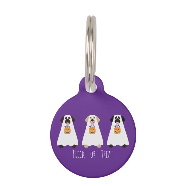 Médaillon Pour Animaux Trick Ou Treat Labrador Retriever Ghost Dogs (Devant)