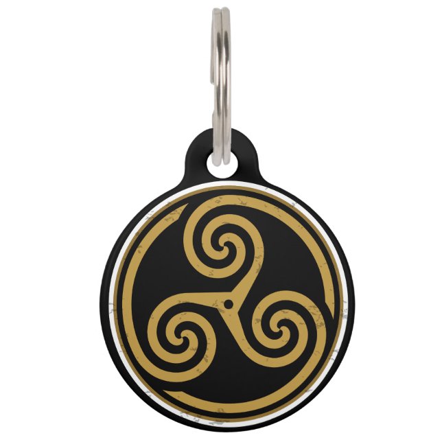 MÉDAILLON POUR ANIMAUX TRISKELION TRIPLE CELTIQUE SPIRAL (Devant)