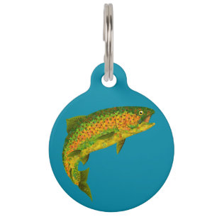 Médaillon Pour Animaux Truite Arc-en-ciel de feuille de tremble 4