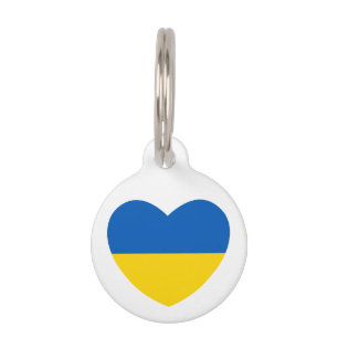 Médaillon Pour Animaux Ukraine Drapeau Bleu Coeur Jaune Texte Personnalis