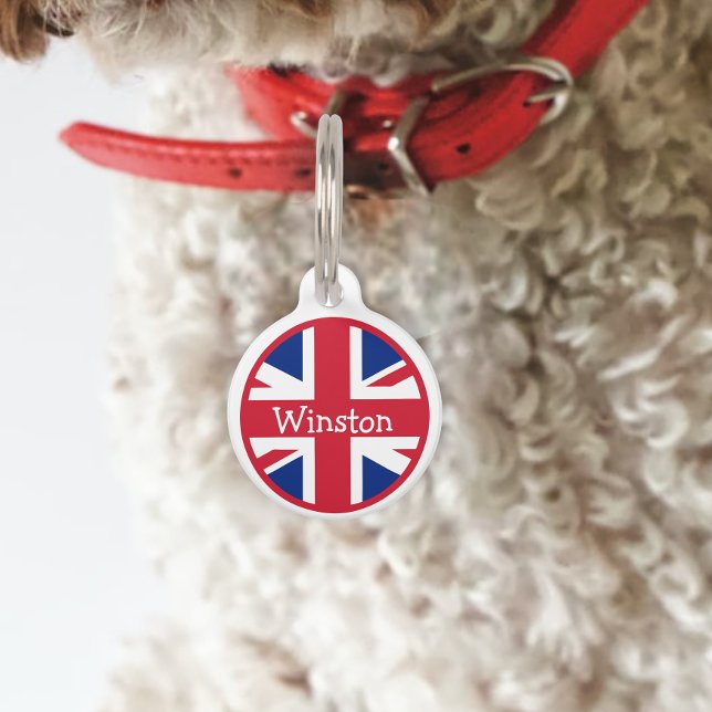 Médaillon Pour Animaux Union Jack British Flag Nom de l'ID britannique (Créateur téléchargé)