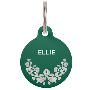 Médaillon Pour Animaux Unique Personnalisable Avec Fleurs