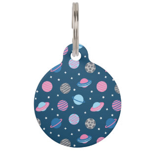 Médaillon Pour Animaux Universe et Planets Pattern