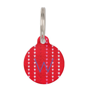 Médaillon Pour Animaux Valentine Hearts Pet Nom initial Numéro Red Fun
