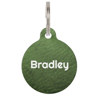 Médaillon Pour Animaux Vert cuir Faux personnalisé
