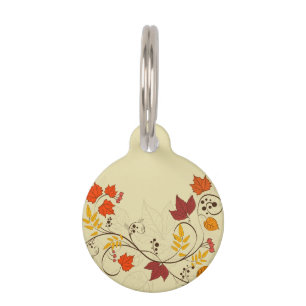 Médaillon Pour Animaux Vignes de feuille d'automne avec le texte