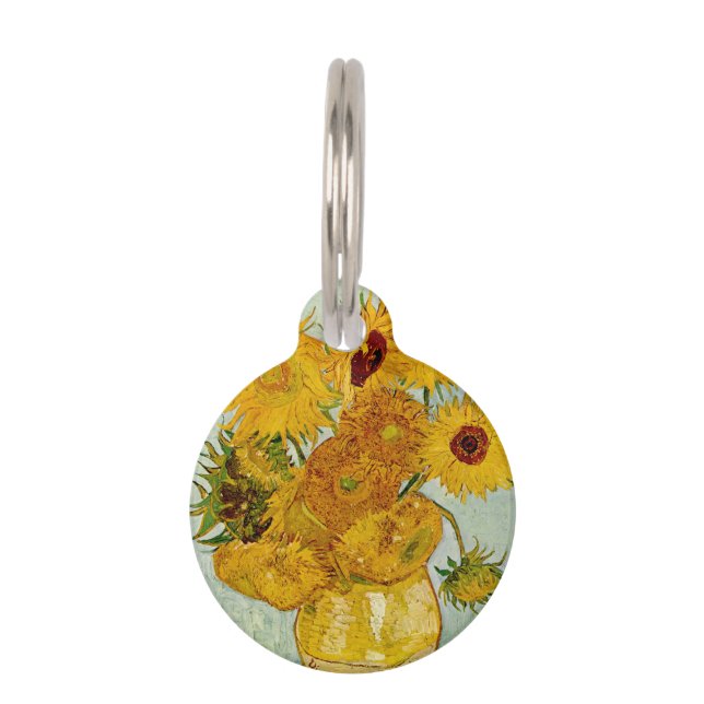 Médaillon Pour Animaux Vincent Van Gogh 12 Tournesols Impressionniste (Devant)