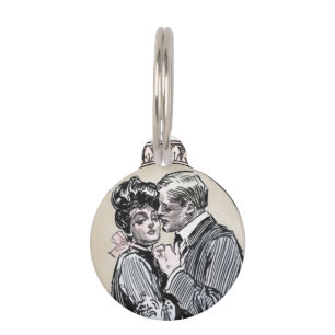 Médaillon Pour Animaux Vintage Romance Couple : Antique Rose Girly Love