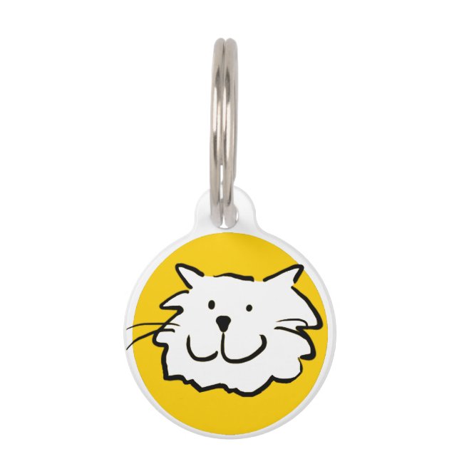 Médaillon Pour Animaux Visage de chat amusant avec nom et adresse. (Devant)