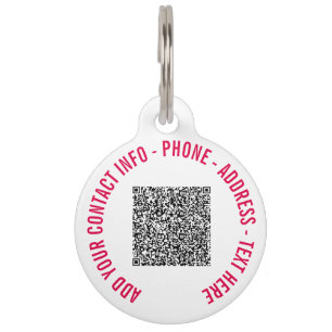 Médaillon Pour Animaux Votre exemple de texte personnalisé de code QR pou