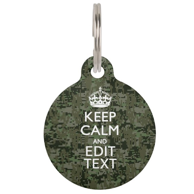 Médaillon Pour Animaux Votre texte Camouflage numérique Bois Conserver le (Devant)