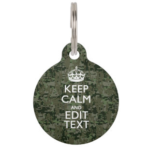 Médaillon Pour Animaux Votre Texte Camouflage Numérique Woodland Restez C