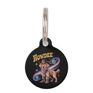 Médaillon Pour Animaux Western Golden Retriever Drôle Cowboy Space Chien