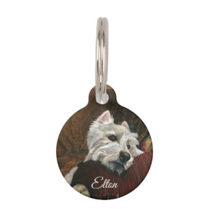 Médaillon Pour Animaux Westie sur canapé