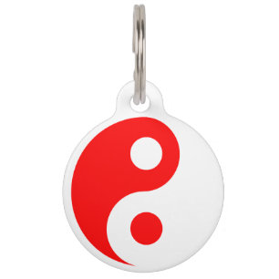 Médaillon Pour Animaux Yin Yang rouge et blanc