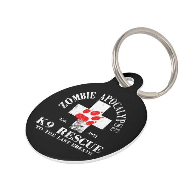Médaillon Pour Animaux Zombie Apocalypse K9 Secourir sauver des chiens (Côté )