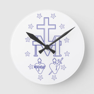 Medaillon Unserer Lieben Frau der Gnaden Wunderbar Runde Wanduhr