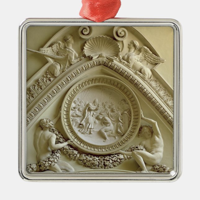 Medaillon, welches die Taufe von Constantine Silbernes Ornament (Vorne)