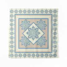 Médaillons de tapisserie murale, bleu clair et crè