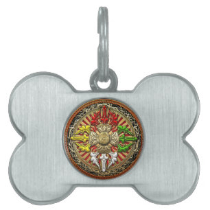 Médaillons Pour Animaux Domestiques [300] Tibétain Double Dorje Mandala
