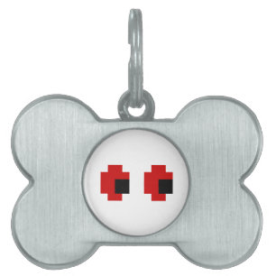 Médaillons Pour Animaux Domestiques 8 bits Éffrayants yeux rouges