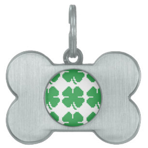 Médaillons Pour Animaux Domestiques 8 bits Pixel Lucky Four Leaf Clocher
