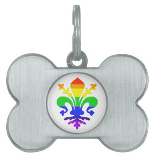 Médaillons Pour Animaux Domestiques Arc-en-ciel stylisé Fleur de Lis